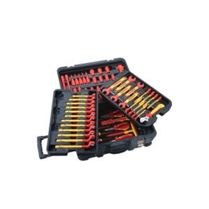 WEDO Juego de herramientas aisladas VDE 1000V, 68 piezas, para trabajos eléctricos seguros, incluye alicates, destornilladores, llaves y vasos.