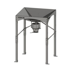 Modulo Stazione di scarico Big Bag SP con imbuto, in acciaio inox, progettata per una gestione efficiente del materiale e un dosaggio preciso.