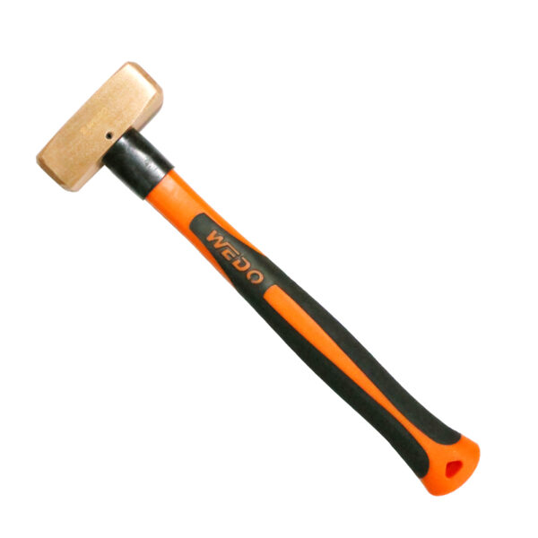 Martillo de cobre WEDO con mango de fibra de vidrio, tipo alemán, herramienta profesional para precisión y durabilidad.