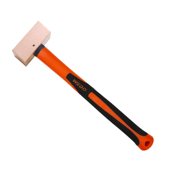 Martillo de doble cara de cobre WEDO con mango de fibra de vidrio, herramienta profesional para precisión, durabilidad y comodidad.