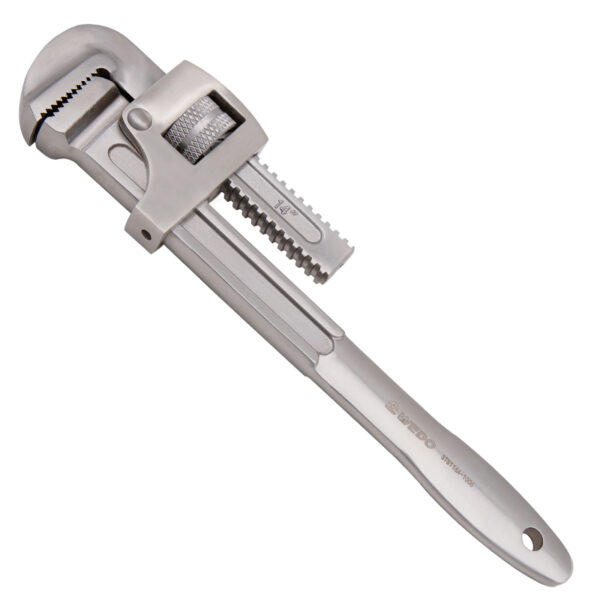 Chave de tubo ajustável WEDO, tipo britânico, aço inoxidável 304, resistente à corrosão, durável, design ergonômico.