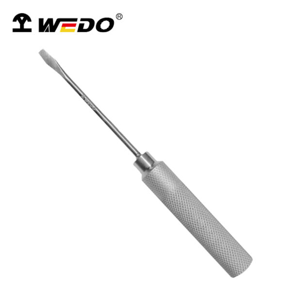 Aparafusadora ranhurada WEDO, aço inoxidável 304, qualidade profissional, resistente à corrosão, punho ergonómico para conforto.