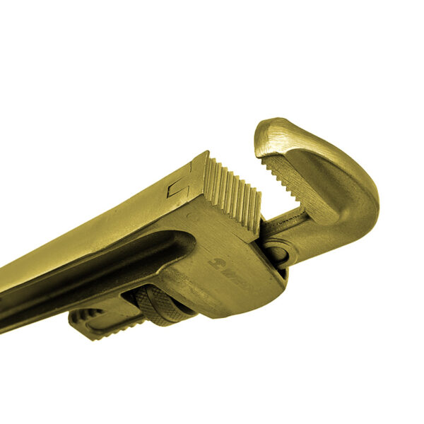 Llave para tubos WEDO fabricada en bronce de aluminio duradero, lo que garantiza un rendimiento resistente a las chispas y a la corrosión.