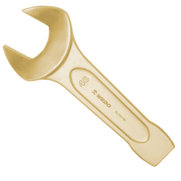 WEDO Striking Open End Wrench, Aluminum Bronze, Non-spark, BAM ATEX certified, corrosion-resistant tool.