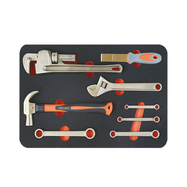 Set di utensili antiscintilla WEDO di alta qualità, 16 pezzi, certificato BAM ATEX, resistente struttura in bronzo alluminio.