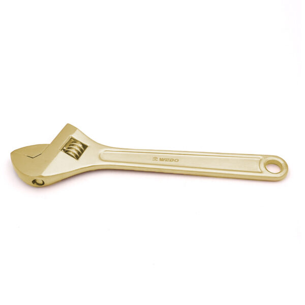 Clé à molette en bronze d’aluminium durable, assurant une sécurité sans étincelles pour une utilisation professionnelle dans des environnements dangereux.