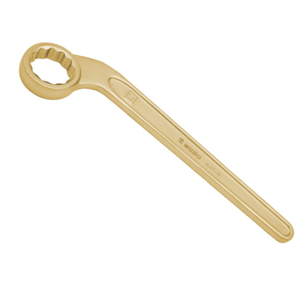 WEDO Llave de caja simple, llave de anillo, curva de 45 grados, aluminio bronce, antichispa, herramienta con certificación BAM ATEX