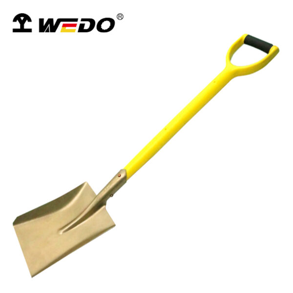 Pá manual premium WEDO em bronze de alumínio, sem faísca, resistente à corrosão, certificada BAM ATEX para segurança.
