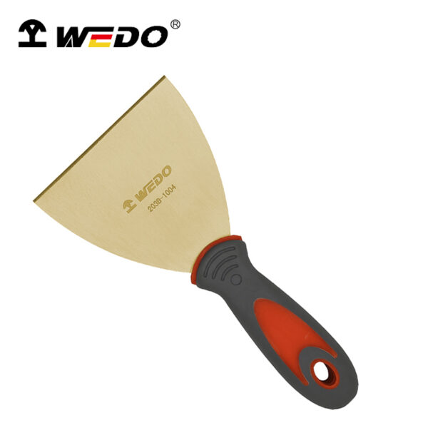 Espátula WEDO de alta calidad en bronce de aluminio, antichispas, con certificación BAM ATEX, duradera y resistente a la corrosión.