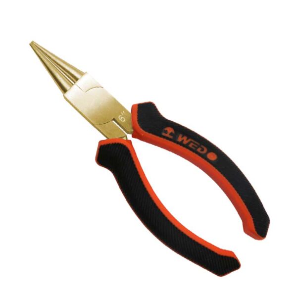 WEDO Round Nose Pliers, Aluminum Bronze, non-sparking, BAM ATEX certified, ergonomic, ideal for explosive environments.