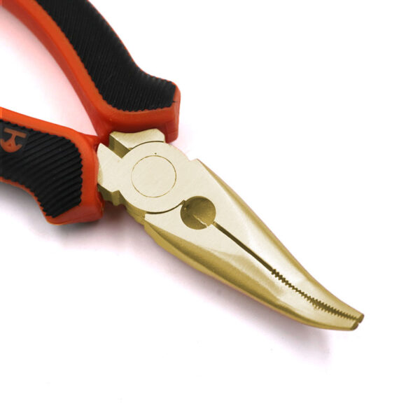 WEDO 45 graden tang met lange neus gemaakt van duurzaam aluminiumbrons, waardoor vonkvrije veiligheid voor professionals wordt gegarandeerd.