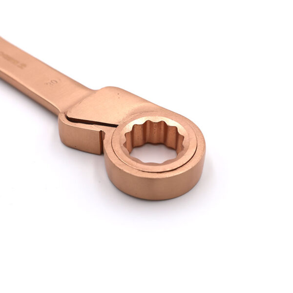 WEDO Cırcır Anahtarı, dayanıklı Berilyum Bakırdan yapılmıştır ve kıvılcım çıkarmayan ve korozyona dayanıklı performans sağlar.