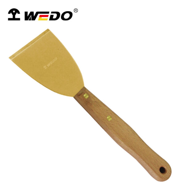 Hochwertiges WEDO Messing-Spachtel mit langlebigem langem Holzgriff, ideal für Präzision und Korrosionsbeständigkeit.