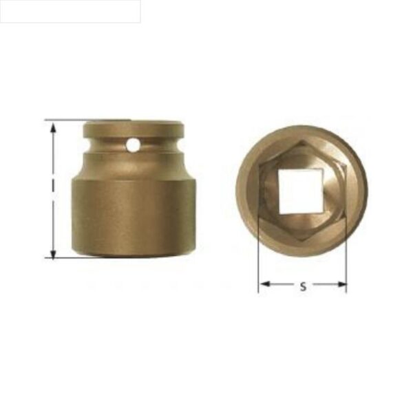 Tête à douille métrique anti-étincelle AMPCO pour clé à chocs, entraînement 1/2", idéale pour les environnements dangereux.