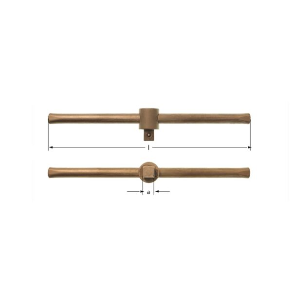 AMPCO funkenfreier Steckschlüssel mit verschiebbarem T-Griff, 1/2" Antrieb, ideal für gefährliche Umgebungen und empfindliche Geräte.