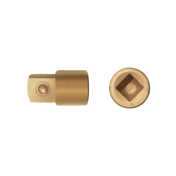 AMPCO Safety Tools adapter for socket spanner, non-sparking, corrosion-resistant, female to male, BeCu alloy.