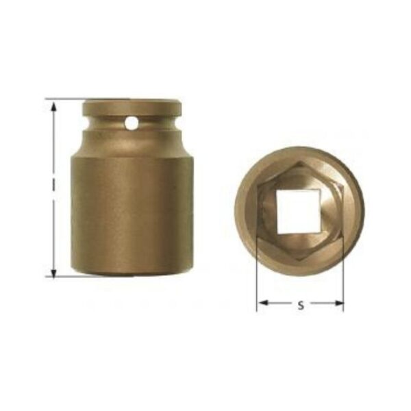 Tête à douille métrique longue AMPCO pour clé à chocs, entraînement de 1 po, outil anti-étincelles, non magnétique et résistant à la corrosion.