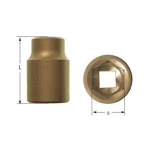 Cabeça de soquete métrica longa AMPCO para chave de soquete, acionamento de 1", sem faísca, resistente à corrosão, segura para ambientes explosivos.