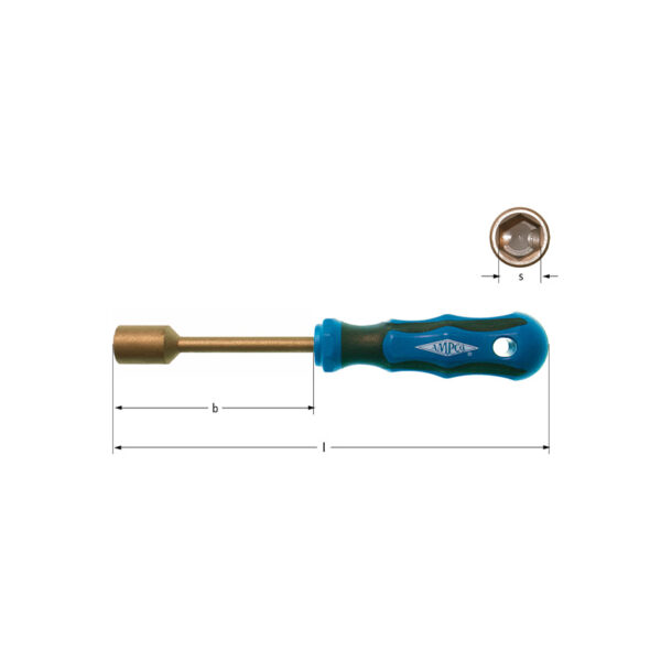 AMPCO Safety Tools dopschroevendraaier, vonkvrij, metrisch, ideaal voor explosieve omgevingen en gevoelige apparatuur.
