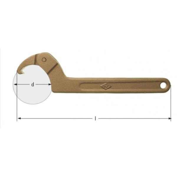 Clé à crochet réglable de AMPCO Safety Tools, anti-étincelles et non magnétique, idéale pour les environnements dangereux.