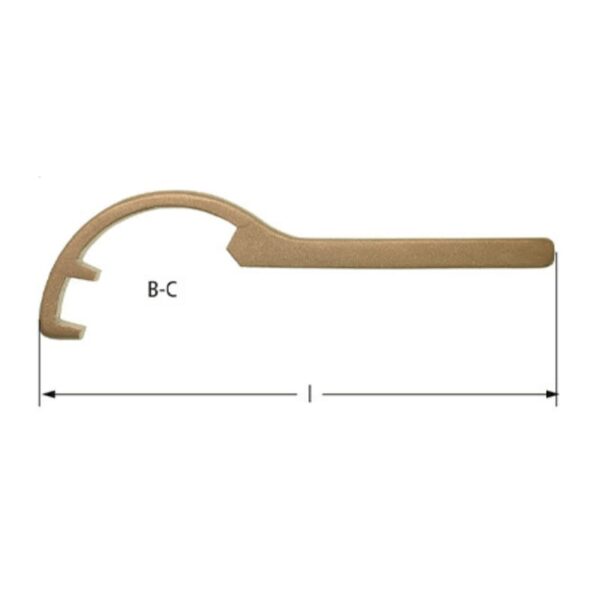AMPCO vonkvrije slangkoppelingssleutel 75-52 mm AlBz, ideaal voor gevaarlijke omgevingen en gevoelige apparatuur.