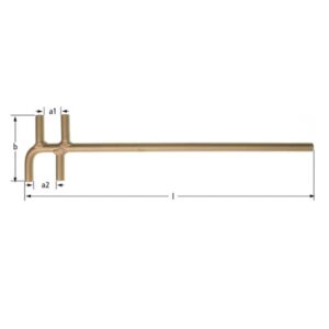 AMPCO Safety Tools valve wheel wrench, Double F-type, non-sparking, corrosion-resistant, ideal for hazardous environments.