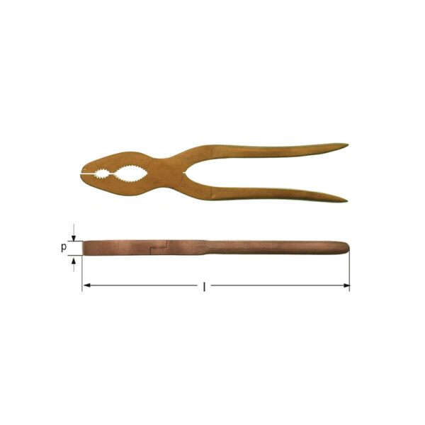 Alicates para tubos AMPCO Safety Tools DIN5247 BeCu, antichispas, no magnéticos, resistentes a la corrosión para un uso seguro en áreas peligrosas.