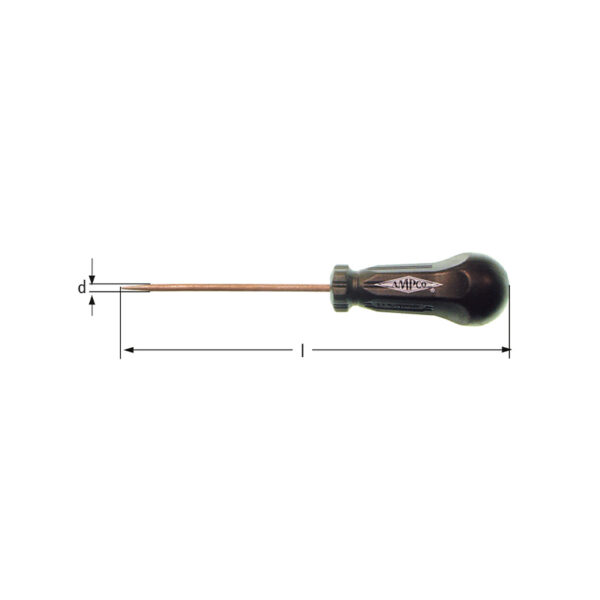 AMPCO Safety Tools Awl, Pricker em BeCu, ideal para aplicações não magnéticas e sem faíscas em ambientes perigosos.