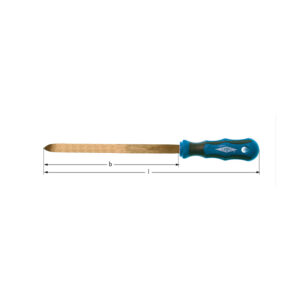 AMPCO 200mm triangular scraper, non-sparking and non-magnetic, ideal for hazardous environments and sensitive equipment.