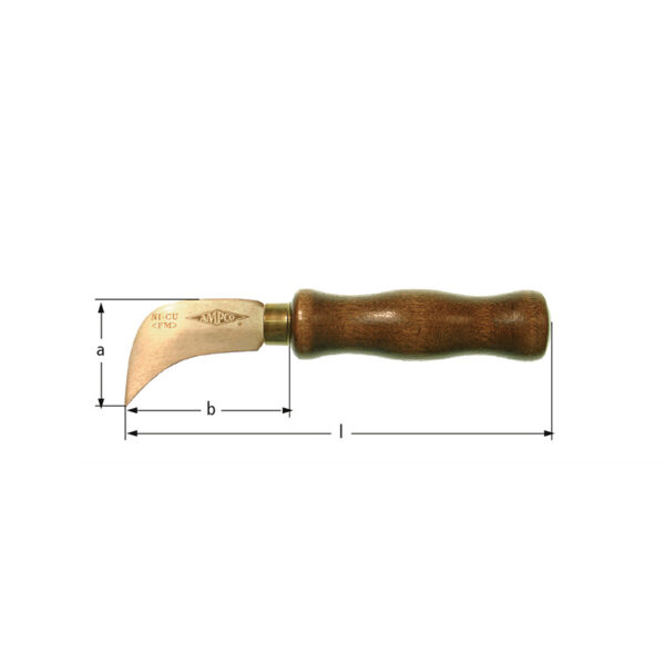 AMPCO Safety Tools linoleum knife 60mm NiCu non-sparking non-magnetic ideal for hazardous environments and sensitive equipment.