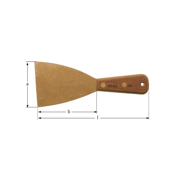 Espátula antichispas AMPCO con hoja flexible, ideal para un uso seguro en entornos explosivos y equipos sensibles.