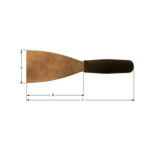 AMPCO sparkel med fleksibelt blad og antistatisk håndtak, ideell for gnistfrie og ikke-magnetiske applikasjoner.