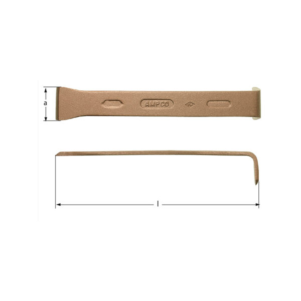 Grattoir de pont et grattoir d’angle anti-étincelles AMPCO, 38 x 380 mm, idéal pour les environnements dangereux et les équipements sensibles.