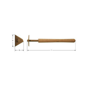 AMPCO triangular plate scraper, non-sparking and non-magnetic, ideal for safe use in explosive environments.