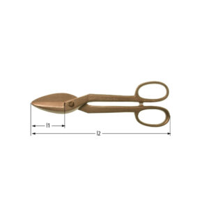 AMPCO non-sparking tin snips made from BeCu alloys, ideal for hazardous environments and sensitive equipment.