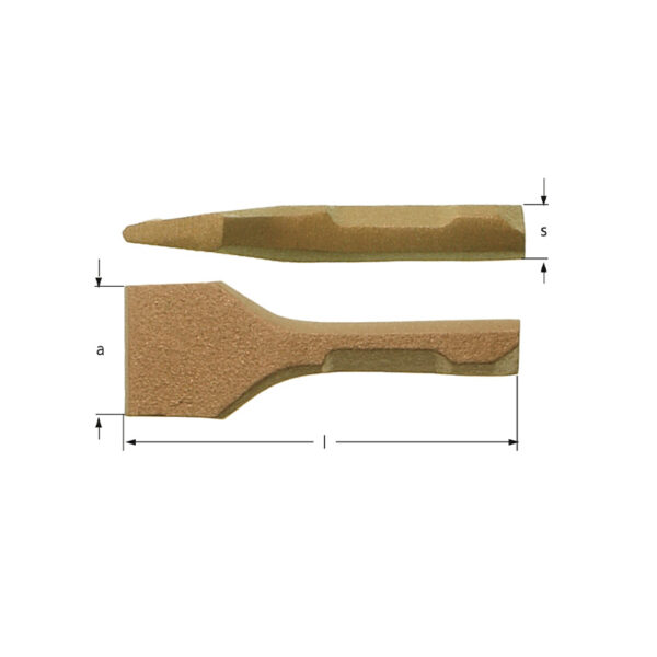 AMPCO Safety Tools Scalpello pneumatico con attacco a scanalatura, ideale per applicazioni antiscintilla e non magnetiche.