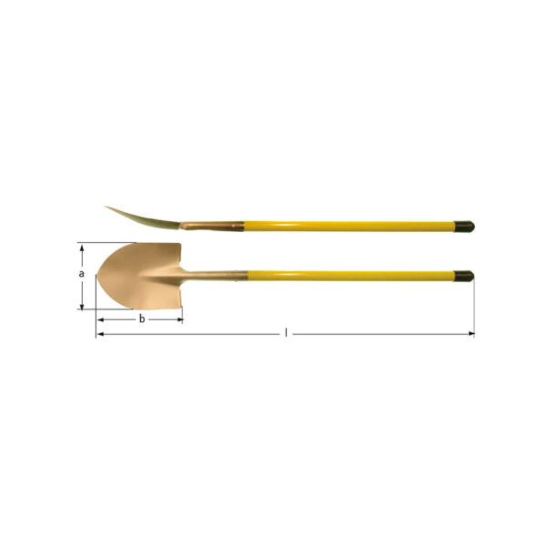AMPCO Safety Tools Pelle à pointe ronde, anti-étincelles, non magnétique, idéale pour les environnements dangereux et les applications exigeantes.