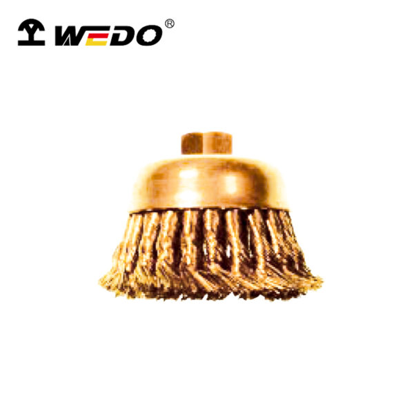 Pincel de copo WEDO de alta qualidade com fio de nó de fosfato para remoção de ferrugem e tinta durável e eficiente em uso profissional.