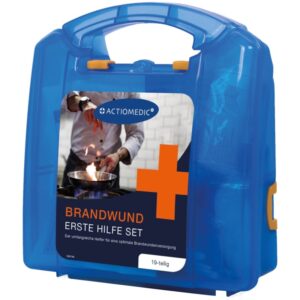 ACTIOMEDICin Maxi Burn -ensiapupakkaus, joka on välttämätön tehokkaalle palovammojen hoidolle ja hygieeniselle ensiavulle erilaisissa ympäristöissä.