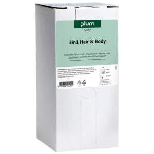 Gel de duș și păr 3 în 1 ecologic, 1400 ml bag-in-box, cu parfum fructat pentru păr și piele moi și strălucitoare.
