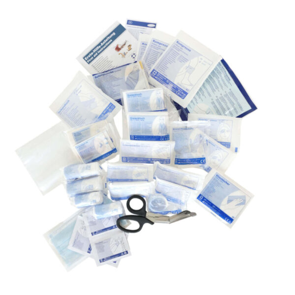 Kit di ricarica per bende ACTIOMEDIC® DIN 13 157 per kit di pronto soccorso, scatole e sacchetti con manuali utente multilingue.