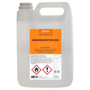 Plum 85% Hand Sanitizer 5.0 l canister, desinfetante eficaz para a desinfeção higiénica das mãos nas indústrias alimentar e de cuidados de saúde.