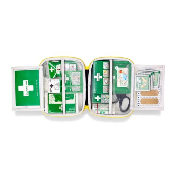 Botiquín de primeros auxilios mediano de alta calidad con materiales duraderos, organización clara y suministros de emergencia esenciales.