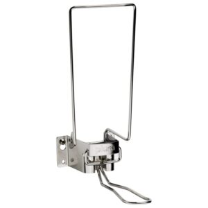 Dispensador de aço inoxidável com alavanca de cotovelo para bolsas de 1,0L, ideal para ambientes higiênicos como hospitais e casas de repouso.