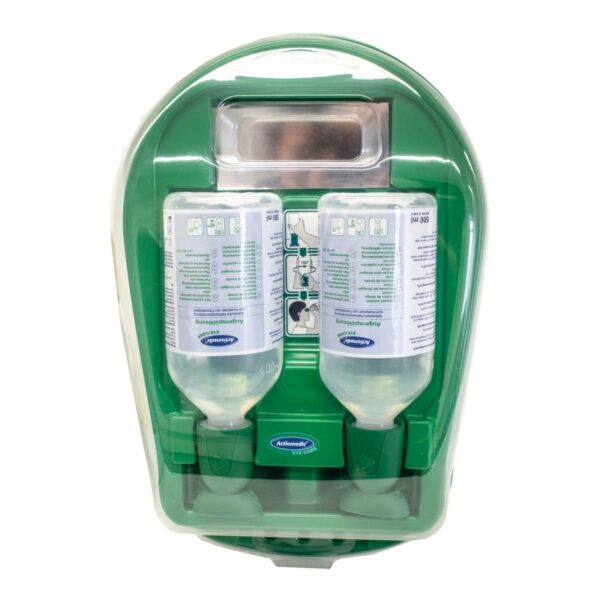 Eye Care Medidrop I Design stanica za ispiranje očiju s 2 x 500 ml otopine natrijevog klorida za učinkovito ispiranje očiju.