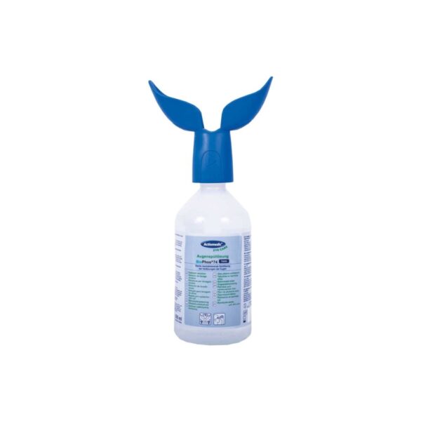 ACTIOMEDIC® EYE CARE TWIN BioPhos74 Eye Wash Buffer 500 ml για αποτελεσματικό και απαλό ξέπλυμα ματιών σε καταστάσεις έκτακτης ανάγκης.