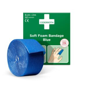 Bandaj rupere Cederroth 6 cm x 2 m albastru, flexibil, autoadeziv, ideal pentru rani minore si compresie.