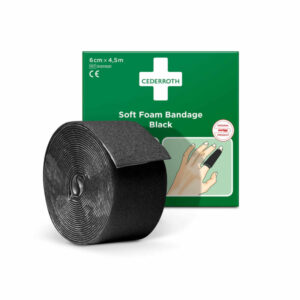 Bandaj decupabil negru rupt 6 cm x 4,5 m, ideal pentru răni minore, autoadeziv, fără latex și rezistent la apă.