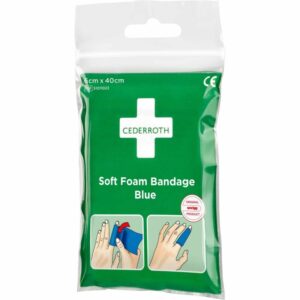 Bandaj rupere Cederroth 6 cm x 40 cm, albastru, flexibil, autoadeziv, ideal pentru rani minore si compresie.