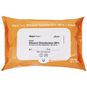 Plum WipeClean 80% Etanol Desinfeção Toalhetes para uma desinfeção eficaz de superfícies e ferramentas nas indústrias de saúde e alimentos.